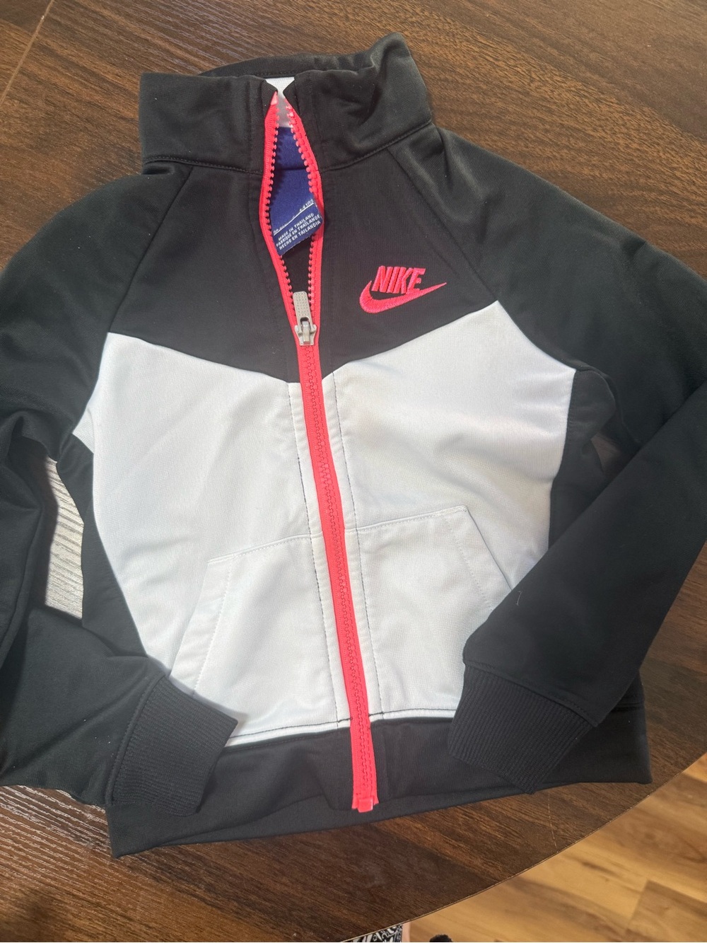 Nike Black, White & Pink Kids Full-Zip Hoodie Jacket